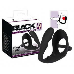 Black Velvets | Анальная пробка с эрекционным кольцом-Black Velvets Ring & plug. Цена: 617 грн