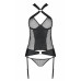 Passion | Сетчатый комплект корсет с халтером, съемные подвязки и трусики Amanda Corset black S/M - Passion. Цена 3 249 грн. Фото: 4