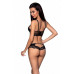 Passion | Комплект из эко-кожи с кружевом: бра и трусики Loona Set black S/M - Passion. Цена 3 359 грн. Фото: 1