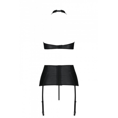 Passion | Комплект из эко-кожи с имитацией шнуровки: топ, трусики и пояс для чулок Nancy Set black XXL/XXXL. Цена 3 169 грн. Фото: 5