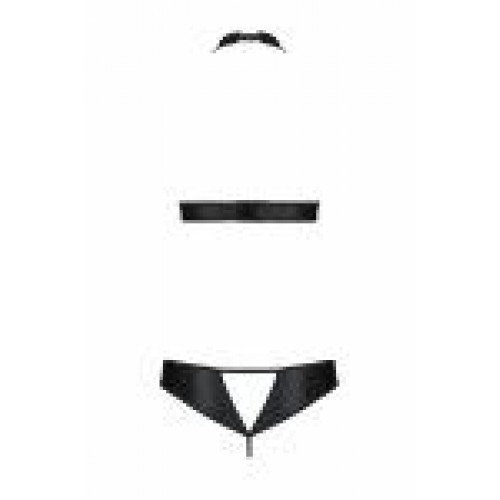 Passion | Комплект З Екокожи Passion Malwia Set With Open Bra Black : Топ Та Трусики З Люверс. Ціна 3399 грн. Фото: 3