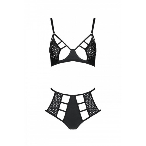 Passion | Комплект из эко-кожи Passion Tamaris Set black : бюстгальтер и трусики с перфорацией. Цена 3 199 грн. Фото: 2
