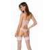 Passion | Корсет Passion Ursula Corset White Xxl/xxxl, З Пажами, Трусики З Ажурним Декором Та Відкритим Кроком. Ціна 1829 грн. Фото: 1