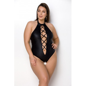 Passion | Боді з екокожи з імітацією шнурівки та відкритим доступом nancy body black 4xl/5xl - passion. Ціна: 3050 грн