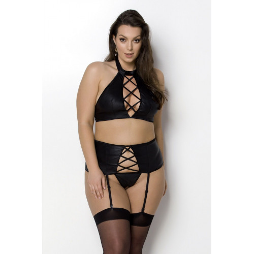 Passion | Комплект с имитацией шнуровки Nancy Set black 6XL/7XL - Passion топ, трусики и пояс для чулок. Цена: 3 449 грн Passion | Комплект с имитацией шнуровки Nancy Set black 6XL/7XL - Passion топ, трусики и пояс для чулок. Цена: 3 449 грн