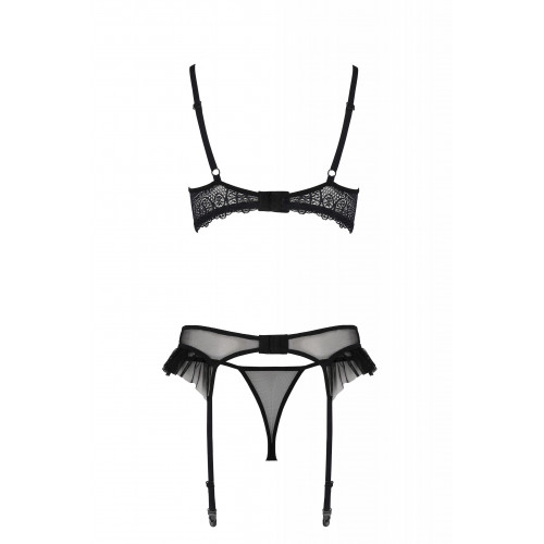 Passion | Полупрозрачный комплект белья с кружевом и открытой грудью Kerria Passion, черный, S/M. Цена 3 795 грн. Фото: 3