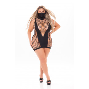 Pink Lipstick Lingerie | Платье с маской MASQUERADE DRESS WITH MASK BLACK, PLUS SIZE. Ціна: 1680 грн