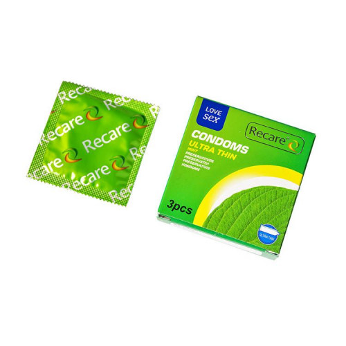 Recare | Презервативы Recare Ultra Thin Mint Condoms 3 шт, ультратонкие, аромат: мята. Ціна 39 грн. Фото: 1