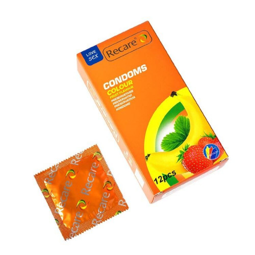 Recare | Презервативы Recare Color Fruit Flavour Condoms 12 шт, ароматы: мята, банан, клубника. Ціна 109 грн. Фото: 1