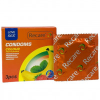 Презервативы Recare Color Fruit Flavour Condoms 3 шт, ароматы: мята, банан, клубника