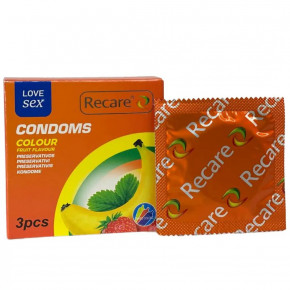 Recare | Презервативы Recare Color Fruit Flavour Condoms 3 шт, ароматы: мята, банан, клубника. Цена: 39 грн