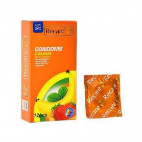 Recare | Презервативы Recare Color Fruit Flavour Condoms 12 шт, ароматы: мята, банан, клубника. Цена: 109 грн