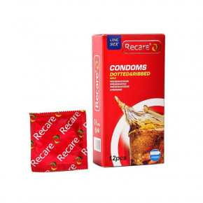 Recare | Презервативы Recare Cola Dotted&Ribbed Condoms 12 шт, с пупырышками и ребрами, аромат: Кола. Цена: 109 грн