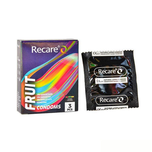 Recare | Презервативы Holographic Recare Color Fruit Flavour Condoms 3 шт, ароматы: мята, банан, клубника. Ціна 39 грн Recare | Презервативы Holographic Recare Color Fruit Flavour Condoms 3 шт, ароматы: мята, банан, клубника. Ціна 39 грн