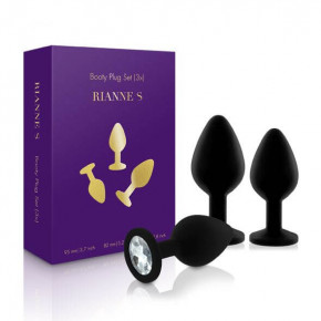 RIANNE S | Набор анальных пробок с кристаллом Rianne S: Booty Plug Set Black, диаметр 2,7см, 3,5см, 4,1см. Цена: 1 669 грн