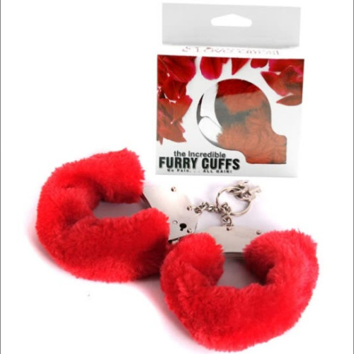 Roomfun | Наручники металлические на тонкой цепочке Roоmfun с красным мехом. Ціна 799 грн. Фото: 2