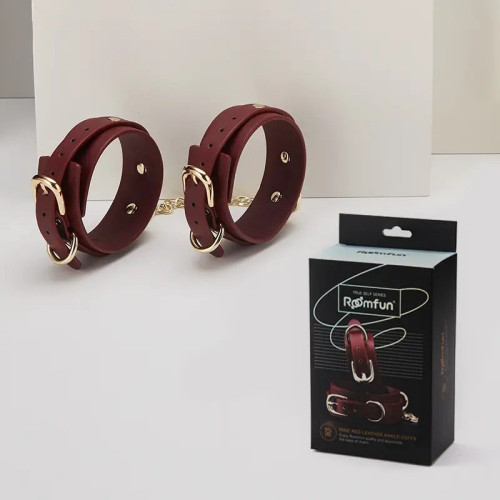 Roomfun | Наручники кожаные Roomfun на застежке, бордовые. Цена 999 грн Roomfun | Наручники кожаные Roomfun на застежке, бордовые. Цена 999 грн