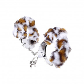 Roomfun | Наручники металлические на тонкой цепочке Roomfun с мехом под ягуар. Ціна: 500 грн