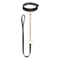 Rosy Gold | Ошейник с поводком Rosy Gold - Collar with Leash - Black. Цена 1 155 грн