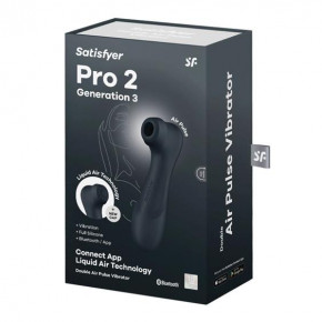 Satisfyer | Кліторальний стимулятор - Satisfyer Pro 2 Generation 3 With Liquid Air Black Bluetooth/(App). Цена: 1 906 грн