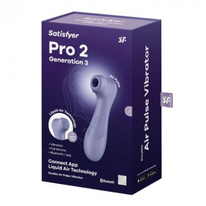 Satisfyer | Кліторальний стимулятор - Satisfyer Pro 2 Generation 3 With Liquid Air Lilac Bluetooth/(App). Цена: 2 243 грн