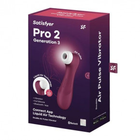 Satisfyer | Кліторальний стимулятор - Satisfyer Pro 2 Generation 3 With Liquid Air Wine Red Bluetooth/(App). Цена: 2 267 грн