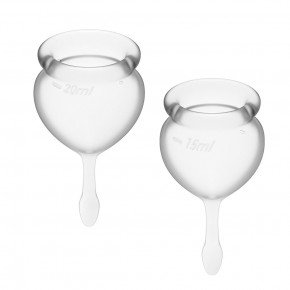 Satisfyer | Набор менструальных чаш Satisfyer Feel Good (Transparent), 15мл и 20мл, мешочек для хранения. Цена: 439 грн