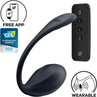 Вибратор в трусики Satisfyer Ribbed Petal с приложением и пультом, черный Вибратор в трусики Satisfyer Ribbed Petal с приложением и пультом, черный