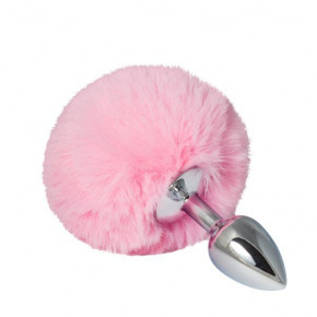 Металева Анальна Пробка З Помпоном S, Baby Pink