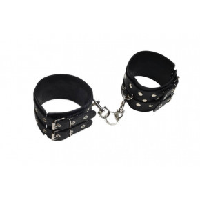 Кайдани Leather Double Fix Leg Cuffs, BLACK