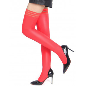 STAR NIGHT | Чулки эластичные Star Night с имитацией кожи, красные, XS-M. Цена: 636 грн