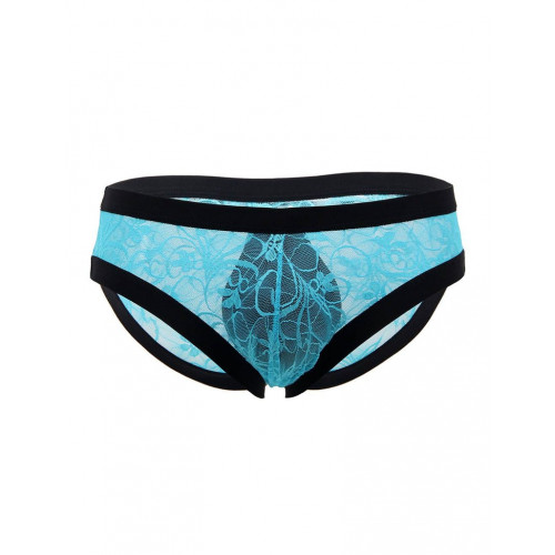 STAR NIGHT | Мужские кружевные трусы Star Night голубые с черной отделкой, XS. Ціна 495 грн. Фото: 3