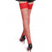 STAR NIGHT | Чулки в сеточку Star Night с кружевной коронкой и стразами, красные, XS-M. Ціна: 550 грн. Фото: 2