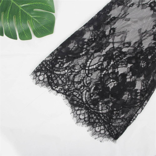 STAR NIGHT | Халат с декоративным кружевом и длинными рукавами под пояс Star Night стринги в комплекте, черный, M. Ціна 1350 грн. Фото: 4