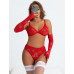 STAR NIGHT | Комплект белья с перчатками Star Night кружевной, красный, XS-S. Цена 1 250 грн. Фото: 1