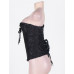 STAR NIGHT | Корсет с цветочным принтом Star Night Corset Top с крючками и шнуровкой, черный, XS. Цена 985 грн. Фото: 5