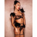 STAR NIGHT | Сексуальный кружевной комплект Star Night Sexy Set с перьями и цепочками, черный, XS-S (без коробки). Ціна 1250 грн. Фото: 1