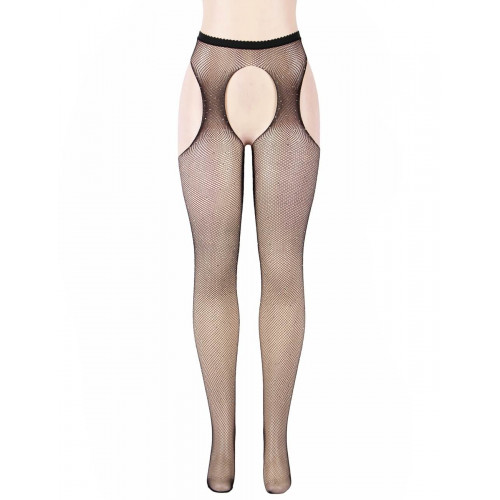 STAR NIGHT | Колготки украшенные стразами с имитацией чулков Star Night Diamonds Pantyhose черный, XS-M. Цена 395 грн. Фото: 3