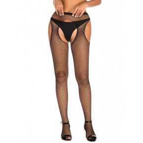 STAR NIGHT | Колготки украшенные стразами с имитацией чулков Star Night Diamonds Pantyhose черный, XS-M. Ціна: 395 грн