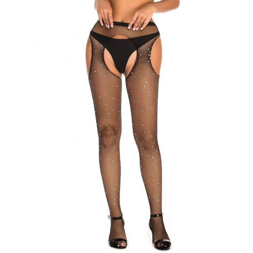 STAR NIGHT | Колготки украшенные стразами с имитацией чулков Star Night Diamonds Pantyhose черный, XS-M. Цена 395 грн