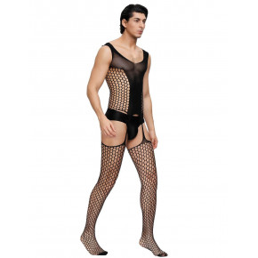 STAR NIGHT | Мужской бодистокинг сетка Star Night с имитацией чулок, черный, L-2XL. Цена: 671 грн