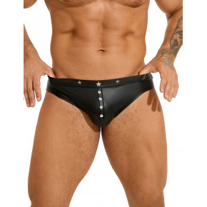 STAR NIGHT | Мужские трусы с заклепками Star Night с имитацией кожи, черные, XL. Цена: 590 грн