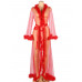 STAR NIGHT | Пенюар длинный с окантовкой мехом и атласным поясом Star Night Nightgown красный, XS-S. Цена 2 650 грн. Фото: 3