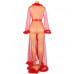 STAR NIGHT | Пенюар длинный с окантовкой мехом и атласным поясом Star Night Nightgown красный, XS-S. Цена 2 650 грн. Фото: 5