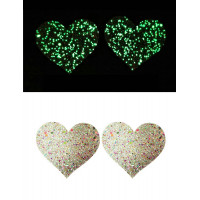 STAR NIGHT | Пестисы на соски сердечки с глиттером Star Night светящиеся в темноте. Ціна 160 грн