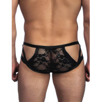 Трусы мужские Star Night с кружевом и вырезами, черные, M Трусы мужские Star Night с кружевом и вырезами, черные, M