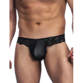 STAR NIGHT | Трусы мужские Star Night из искусственной кожи с кружевом, черные, M. Цена: 396 грн