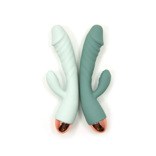 Sweet Em | Вибратор рельефный с клиторальным отростком Sweet Em Velvet Lure. бирюзовый, 20.5 х 4 см. Цена 3 450 грн. Фото: 2