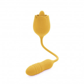 Sweet Em | Двойной вибратор розочка c ротацией 10 режимов Sweet Em Velvet Lure, желтый. Цена: 2 970 грн