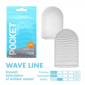 Tenga | Мини мастурбатор нереалистичный Tenga Pocket Wave Line, с рельефом, белый. Ціна: 199 грн
